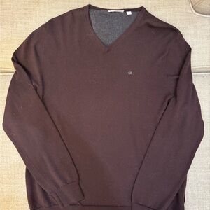 Calvin Klein Men's Dark Brown V-Neck Sweater